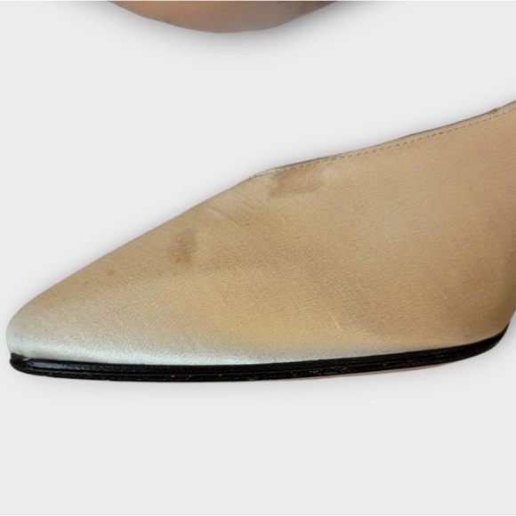 Yves Saint Laurent Vintage Pearl White Satin Heels - Picture 6 of 7